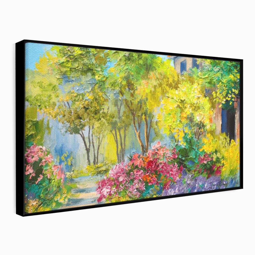 Tablou Canvas Premium LuxCanva® A1108, Vara In Padure , Peisaj, Natura, Flori, Copaci, Culori Vibrante