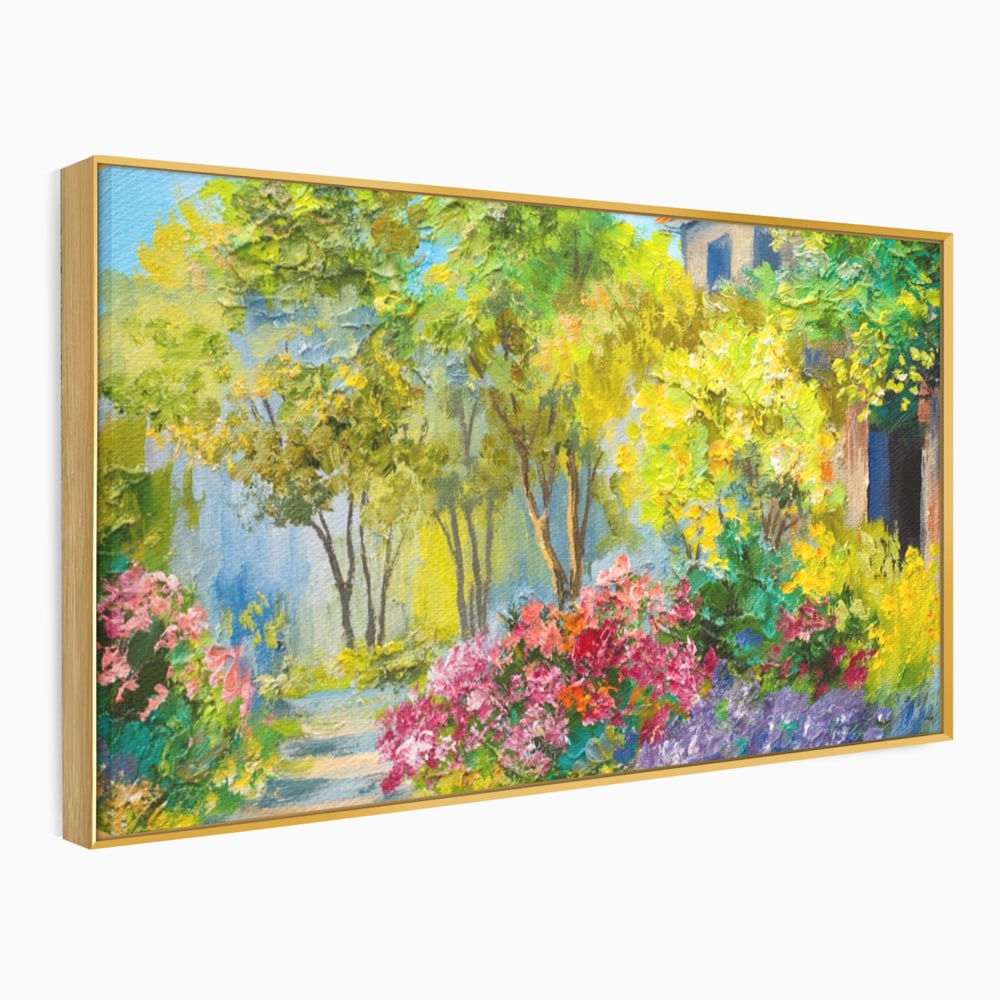 Tablou Canvas Premium LuxCanva® A1108, Vara In Padure , Peisaj, Natura, Flori, Copaci, Culori Vibrante