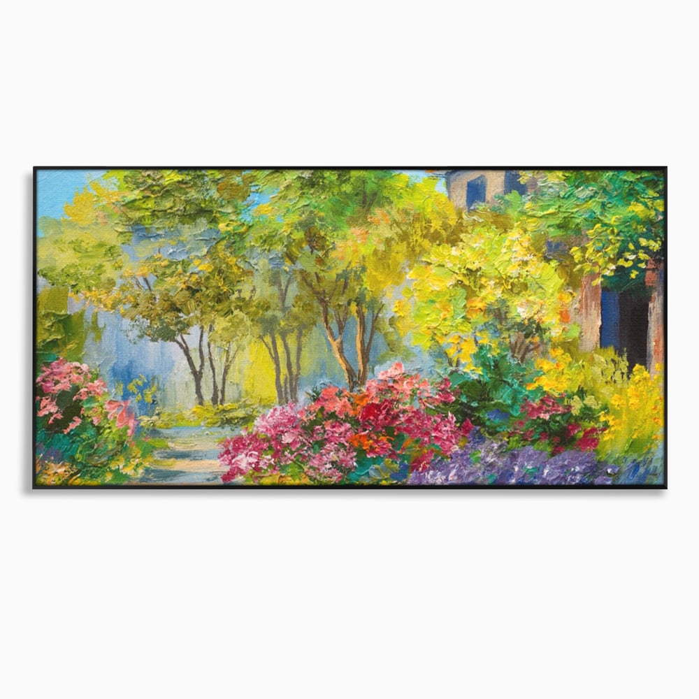 Tablou Canvas Premium LuxCanva® A1108, Vara In Padure , Peisaj, Natura, Flori, Copaci, Culori Vibrante