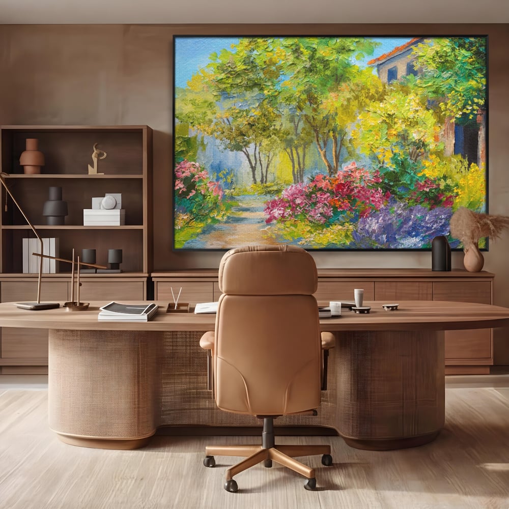 Tablou Canvas Premium LuxCanva® A1108, Vara In Padure , Peisaj, Natura, Flori, Copaci, Culori Vibrante