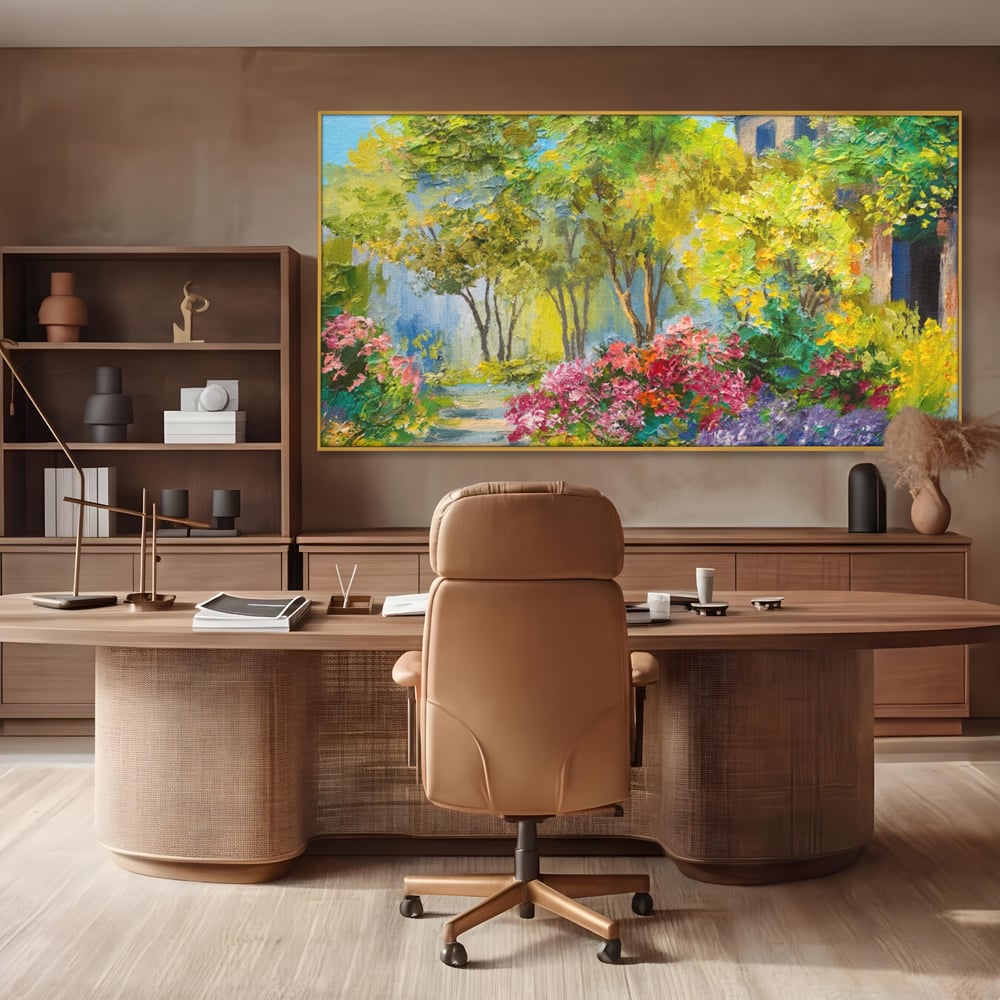 Tablou Canvas Premium LuxCanva® A1108, Vara In Padure , Peisaj, Natura, Flori, Copaci, Culori Vibrante