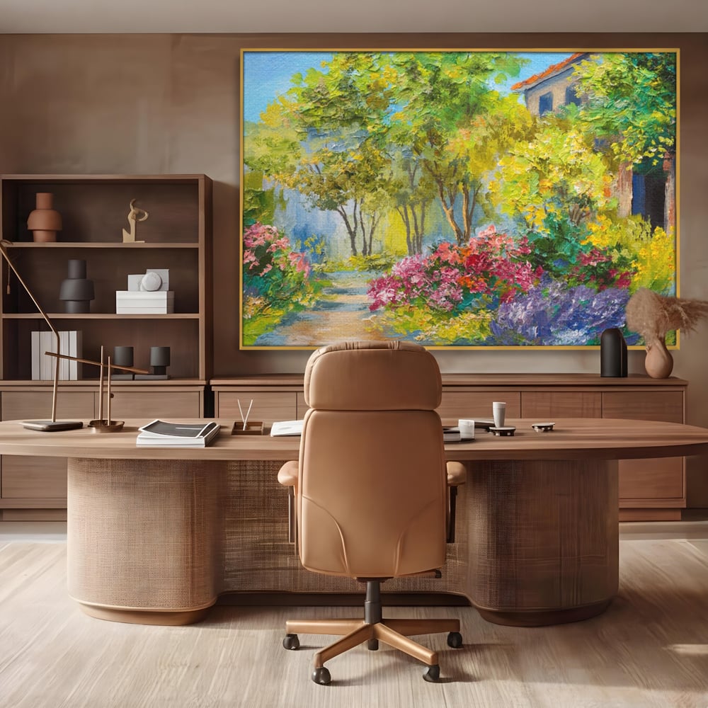 Tablou Canvas Premium LuxCanva® A1108, Vara In Padure , Peisaj, Natura, Flori, Copaci, Culori Vibrante