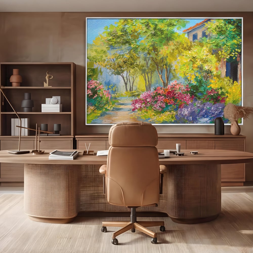 Tablou Canvas Premium LuxCanva® A1108, Vara In Padure , Peisaj, Natura, Flori, Copaci, Culori Vibrante