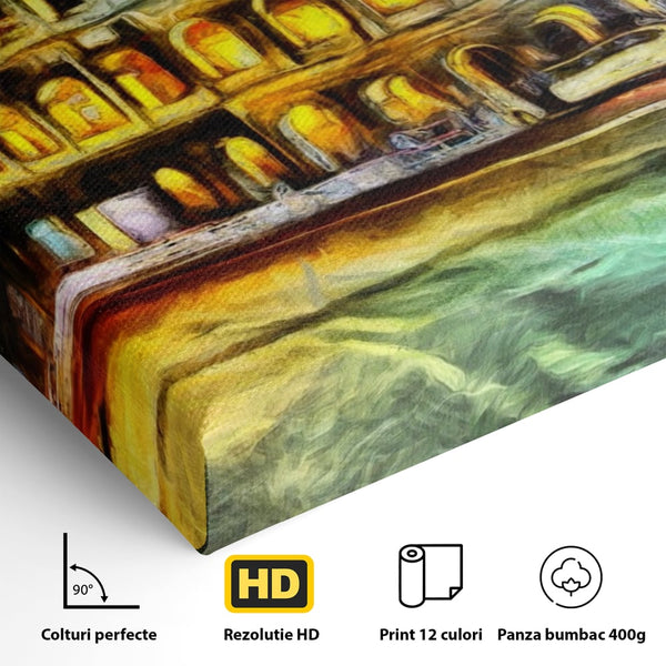 Tablou Canvas Premium LuxCanva® A1113, Colosseum , Roma, Monument Istoric, Amfiteatru, Culori Vibrante