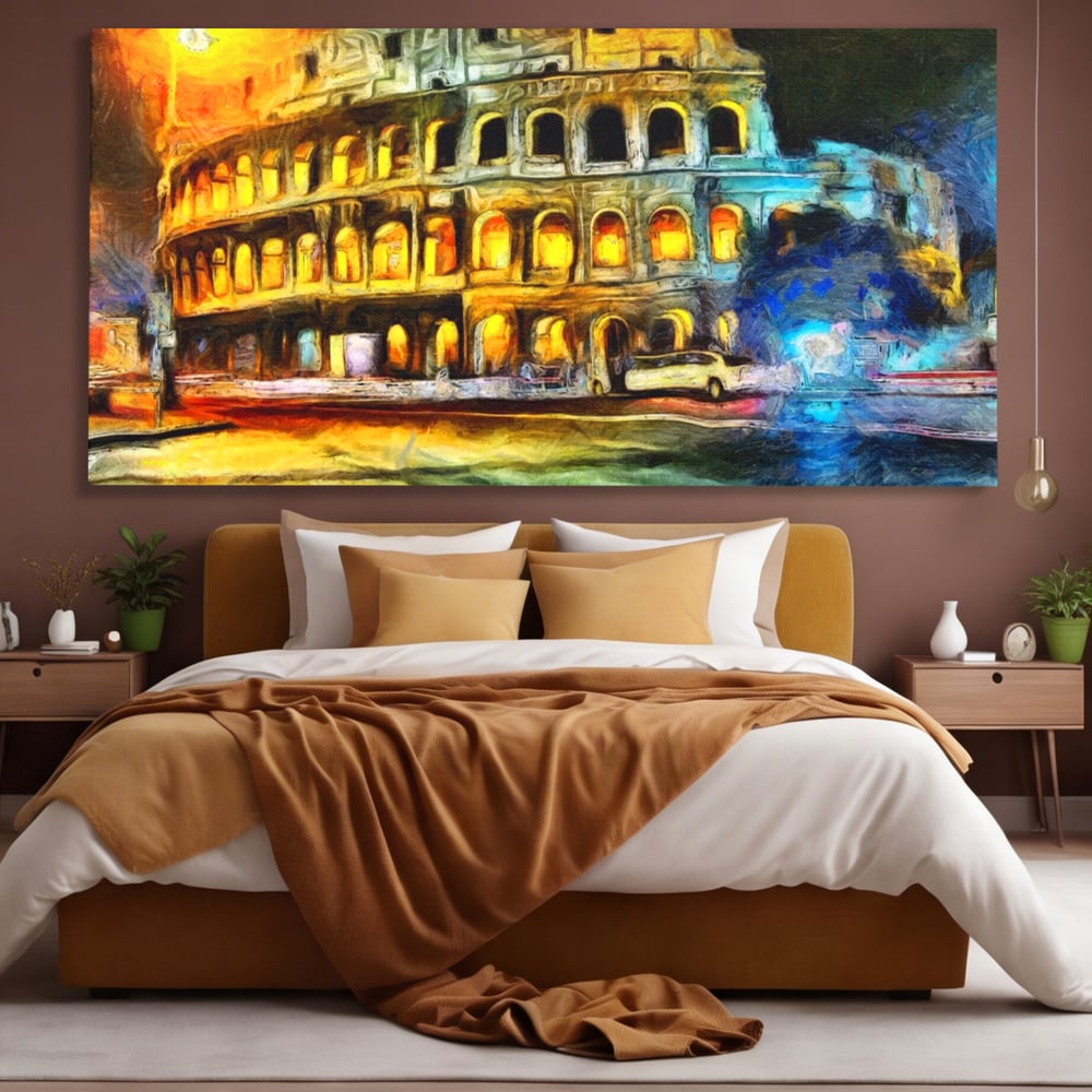 Tablou Canvas Premium LuxCanva® A1113, Colosseum , Roma, Monument Istoric, Amfiteatru, Culori Vibrante