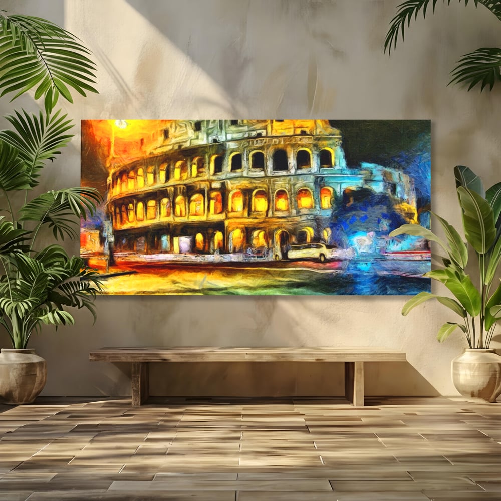 Tablou Canvas Premium LuxCanva® A1113, Colosseum , Roma, Monument Istoric, Amfiteatru, Culori Vibrante