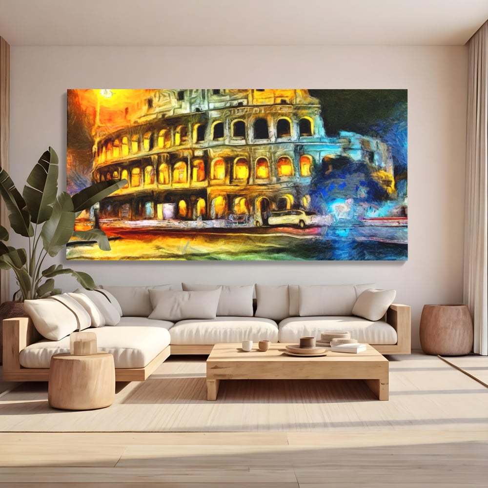 Tablou Canvas Premium LuxCanva® A1113, Colosseum , Roma, Monument Istoric, Amfiteatru, Culori Vibrante