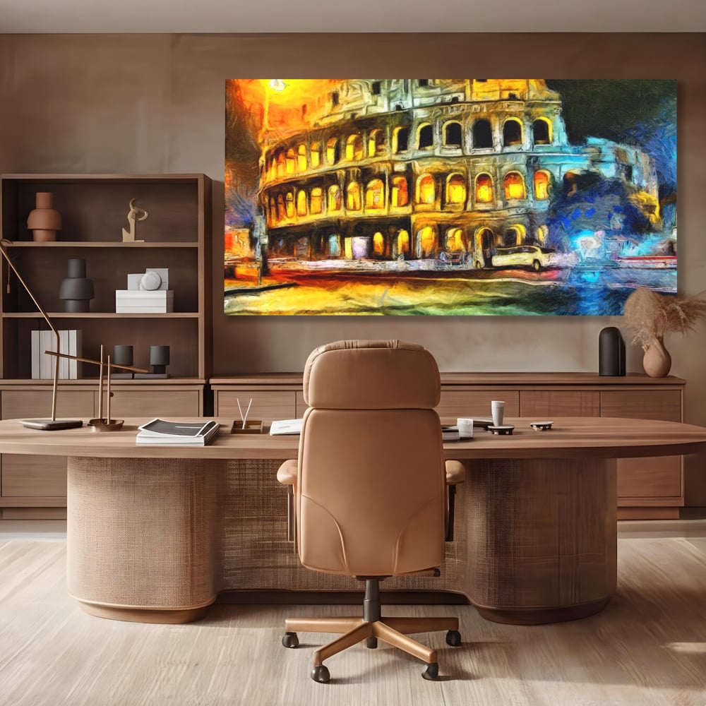 Tablou Canvas Premium LuxCanva® A1113, Colosseum , Roma, Monument Istoric, Amfiteatru, Culori Vibrante