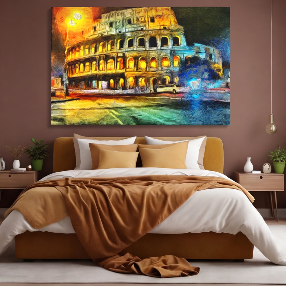Tablou Canvas Premium LuxCanva® A1113, Colosseum , Roma, Monument Istoric, Amfiteatru, Culori Vibrante