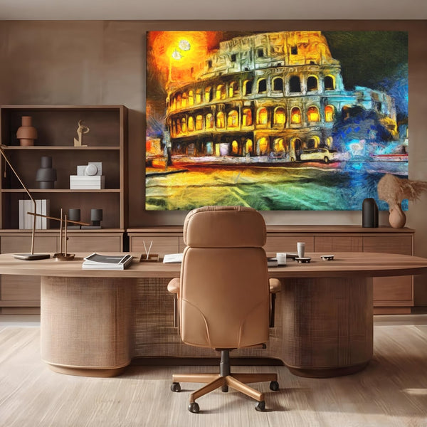 Tablou Canvas Premium LuxCanva® A1113, Colosseum , Roma, Monument Istoric, Amfiteatru, Culori Vibrante