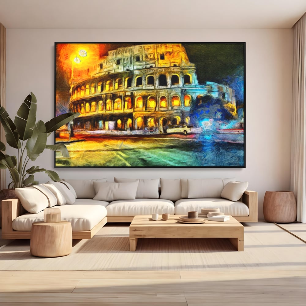 Tablou Canvas Premium LuxCanva® A1113, Colosseum , Roma, Monument Istoric, Amfiteatru, Culori Vibrante