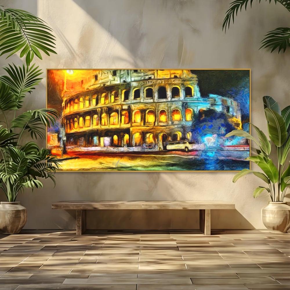 Tablou Canvas Premium LuxCanva® A1113, Colosseum , Roma, Monument Istoric, Amfiteatru, Culori Vibrante