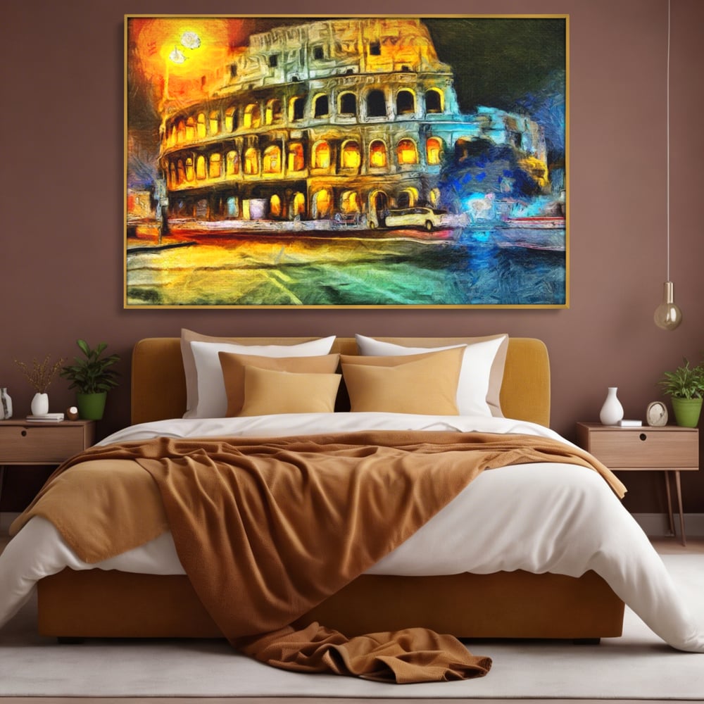 Tablou Canvas Premium LuxCanva® A1113, Colosseum , Roma, Monument Istoric, Amfiteatru, Culori Vibrante