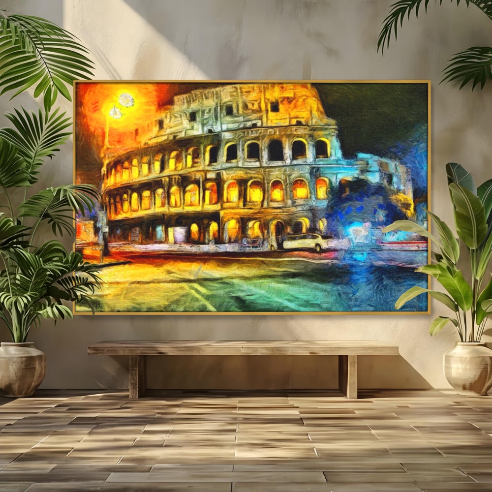 Tablou Canvas Premium LuxCanva® A1113, Colosseum , Roma, Monument Istoric, Amfiteatru, Culori Vibrante