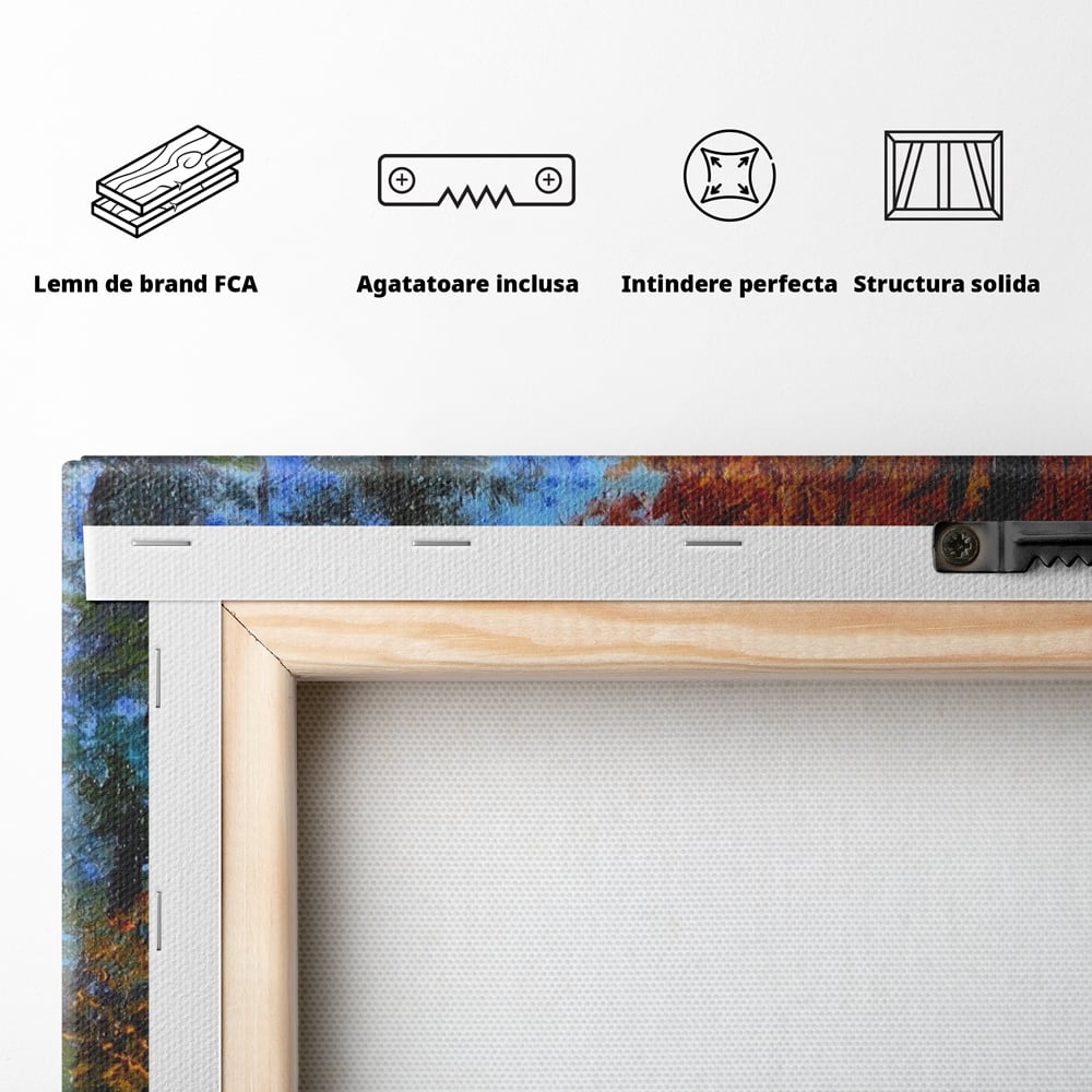 Tablou Canvas Premium LuxCanva® A1114, Langa Padure , Lac, Toamna, Peisaj, Natura, Culori Vibrante