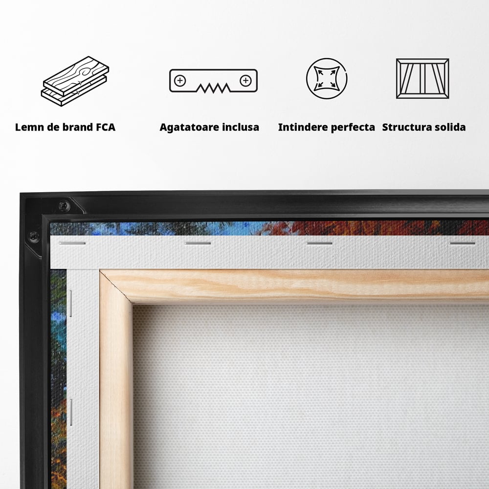 Tablou Canvas Premium LuxCanva® A1114, Langa Padure , Lac, Toamna, Peisaj, Natura, Culori Vibrante