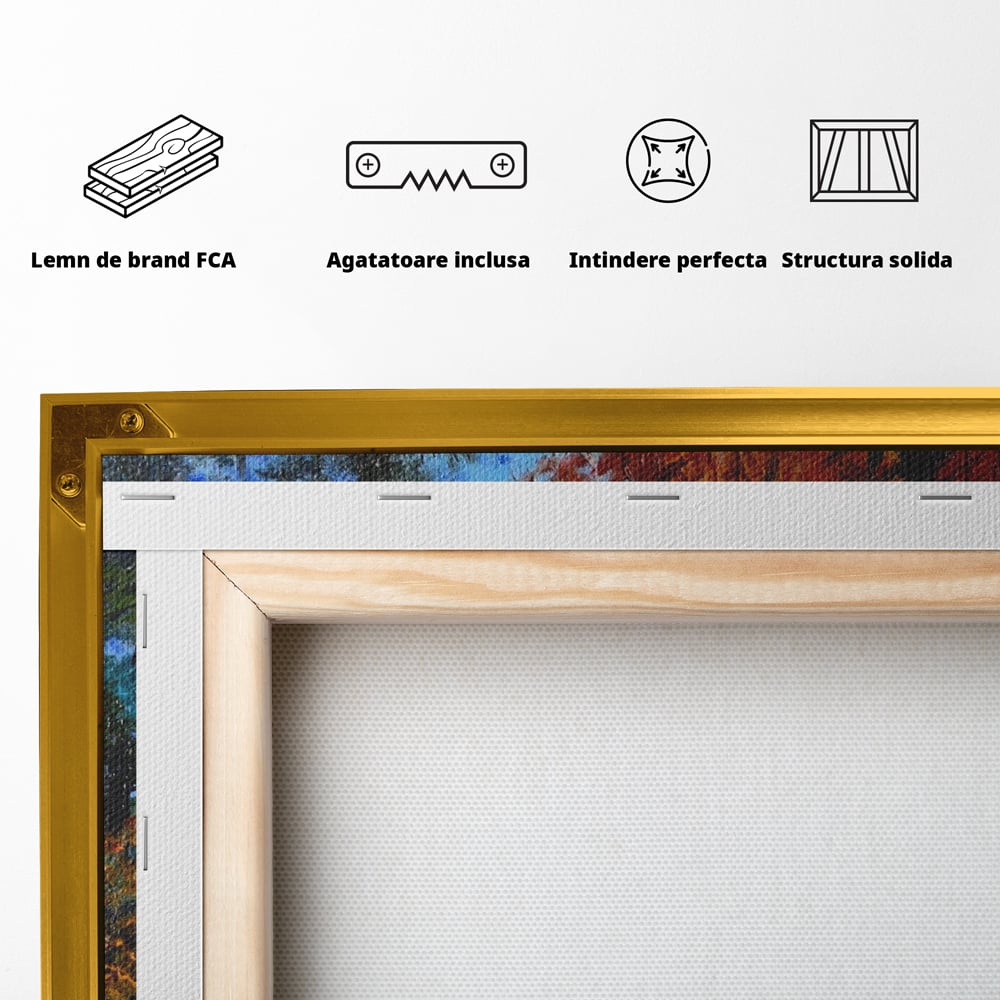 Tablou Canvas Premium LuxCanva® A1114, Langa Padure , Lac, Toamna, Peisaj, Natura, Culori Vibrante