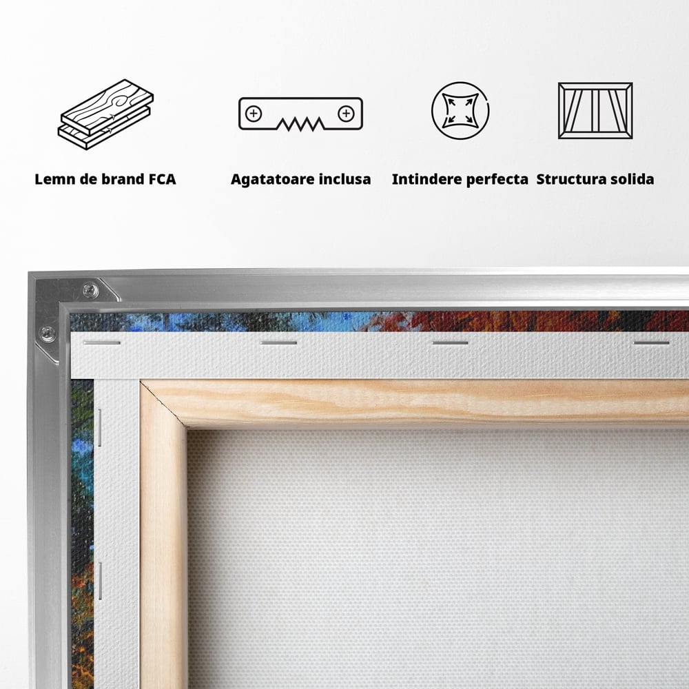 Tablou Canvas Premium LuxCanva® A1114, Langa Padure , Lac, Toamna, Peisaj, Natura, Culori Vibrante