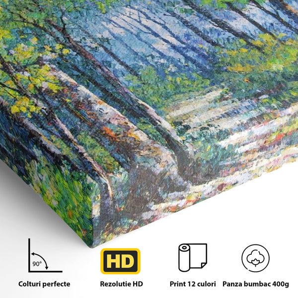 Tablou Canvas Premium LuxCanva® A1115, Linistea Padurii , Peisaj, Verde, Natura, Culori Vibrante