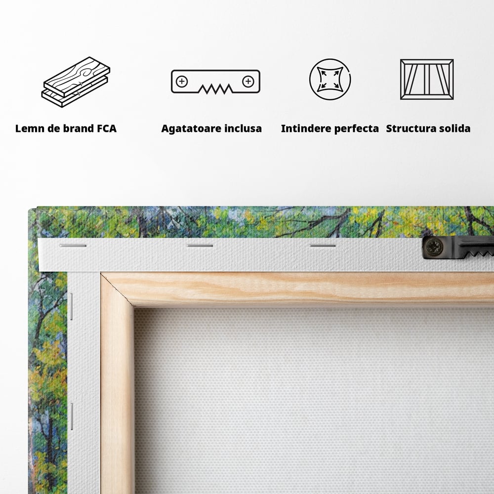Tablou Canvas Premium LuxCanva® A1115, Linistea Padurii , Peisaj, Verde, Natura, Culori Vibrante