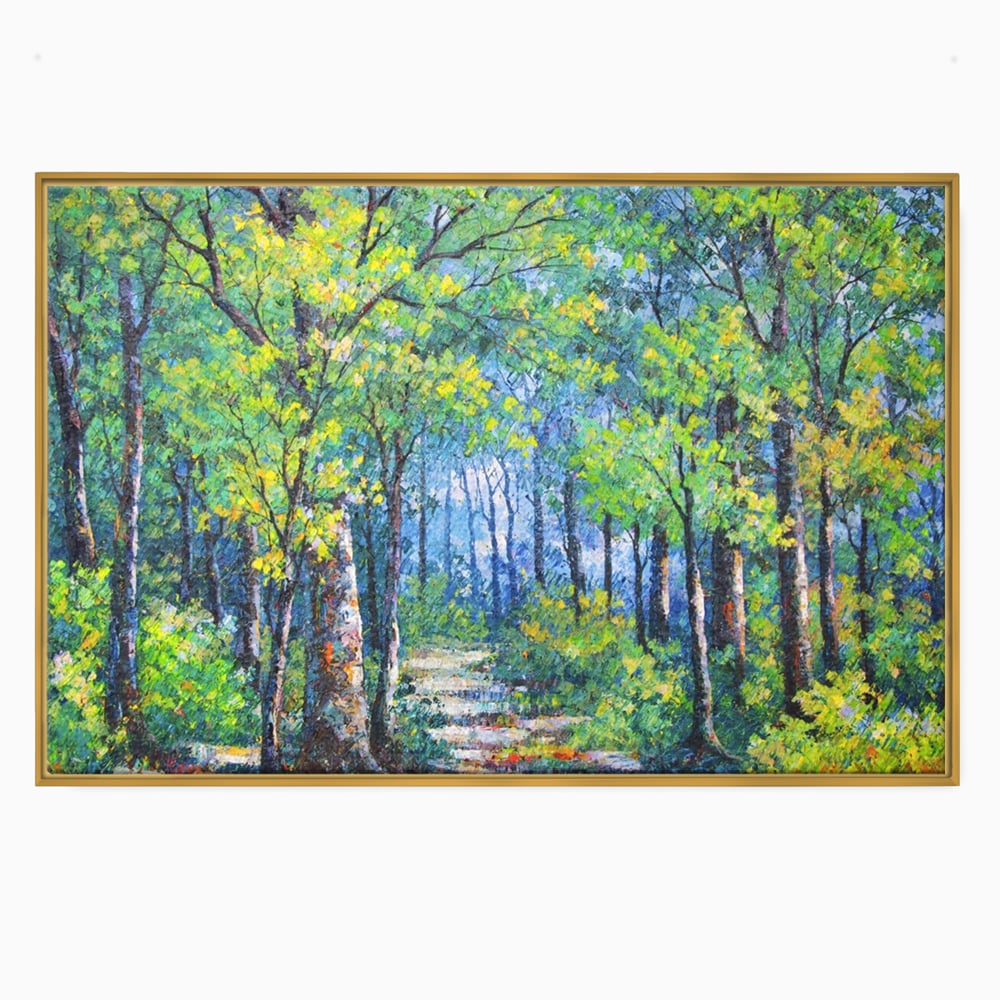 Tablou Canvas Premium LuxCanva® A1115, Linistea Padurii , Peisaj, Verde, Natura, Culori Vibrante
