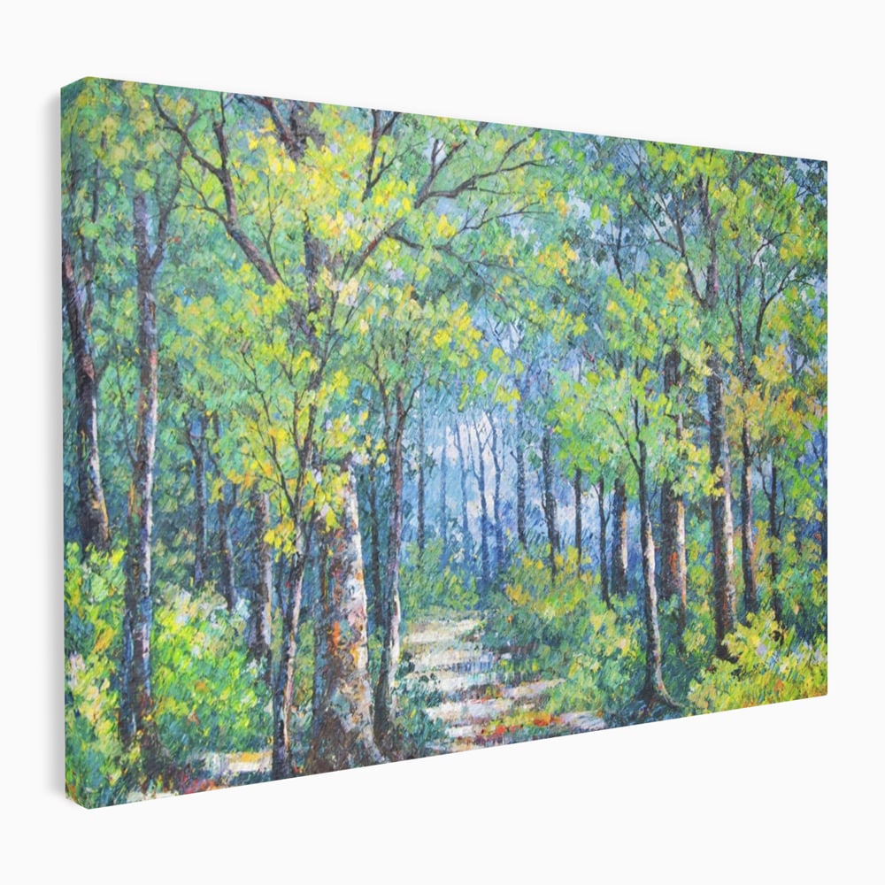 Tablou Canvas Premium LuxCanva® A1115, Linistea Padurii , Peisaj, Verde, Natura, Culori Vibrante