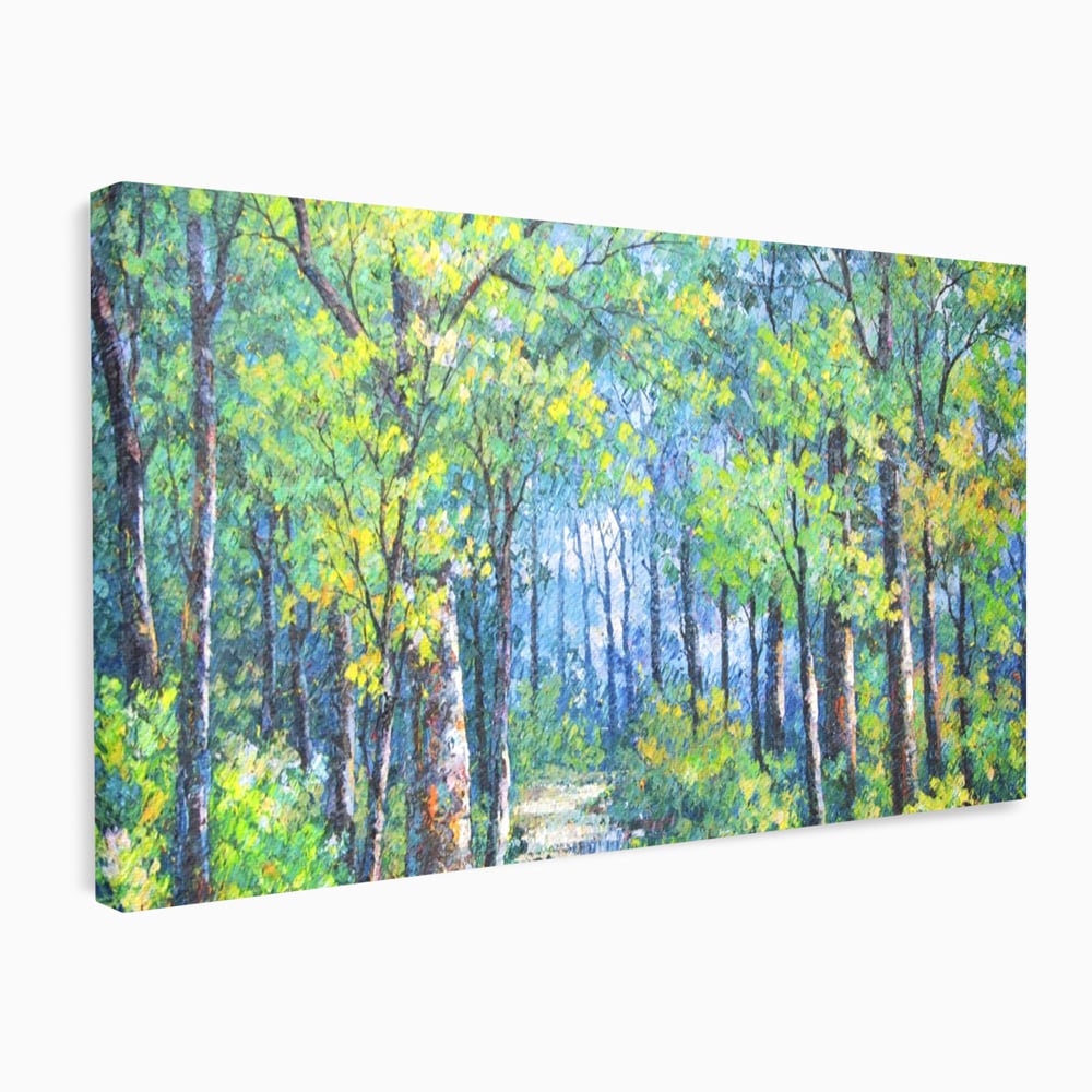Tablou Canvas Premium LuxCanva® A1115, Linistea Padurii , Peisaj, Verde, Natura, Culori Vibrante