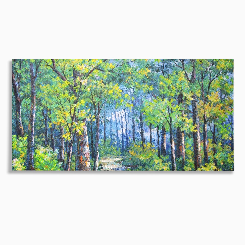 Tablou Canvas Premium LuxCanva® A1115, Linistea Padurii , Peisaj, Verde, Natura, Culori Vibrante