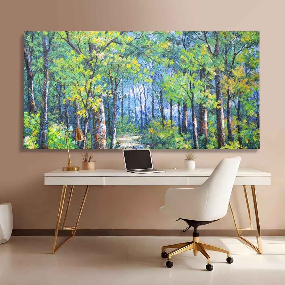 Tablou Canvas Premium LuxCanva® A1115, Linistea Padurii , Peisaj, Verde, Natura, Culori Vibrante