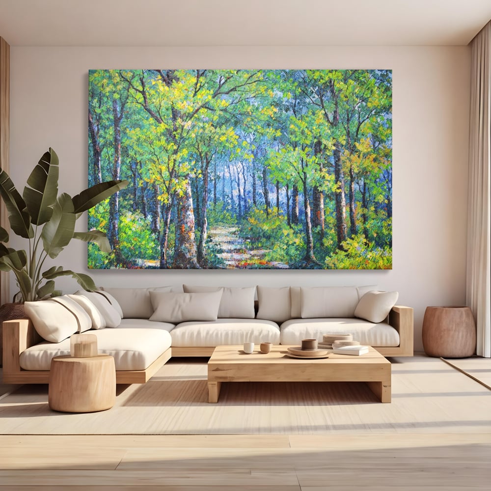 Tablou Canvas Premium LuxCanva® A1115, Linistea Padurii , Peisaj, Verde, Natura, Culori Vibrante