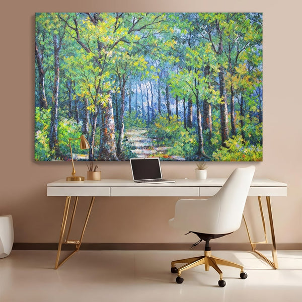 Tablou Canvas Premium LuxCanva® A1115, Linistea Padurii , Peisaj, Verde, Natura, Culori Vibrante