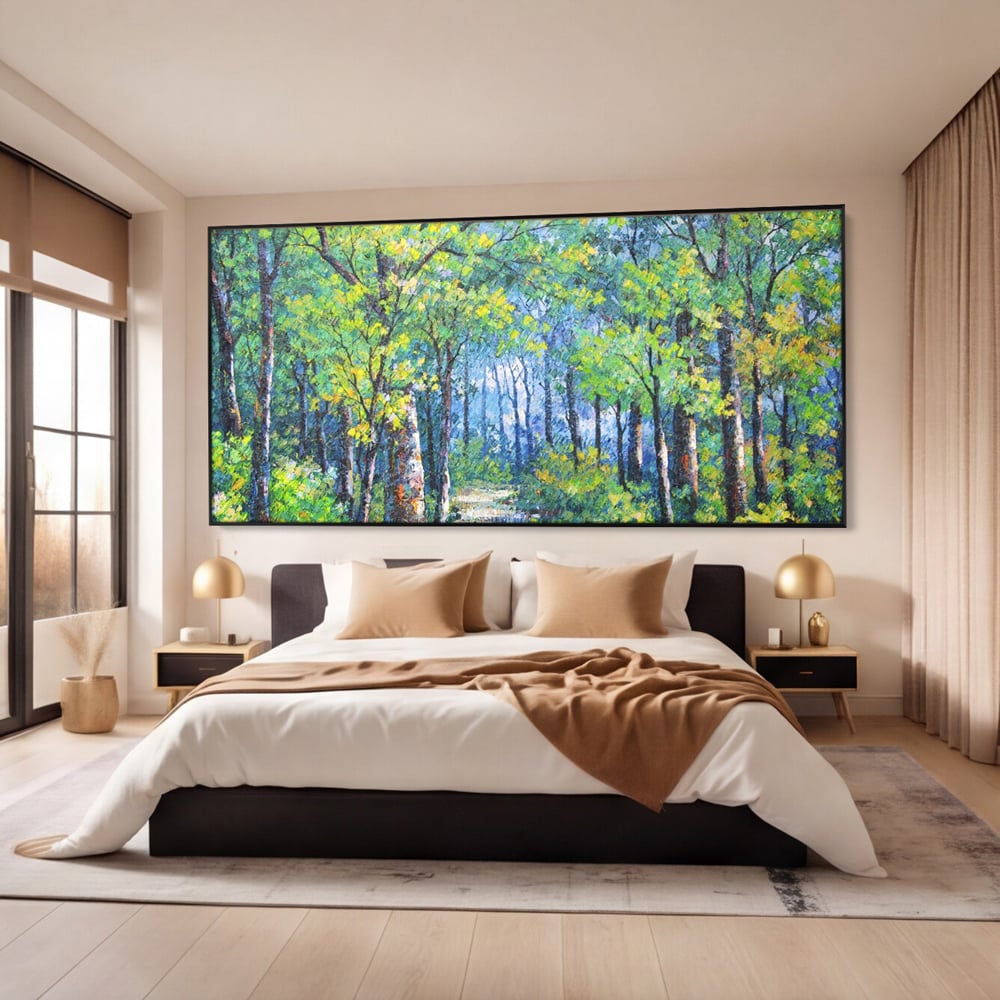 Tablou Canvas Premium LuxCanva® A1115, Linistea Padurii , Peisaj, Verde, Natura, Culori Vibrante