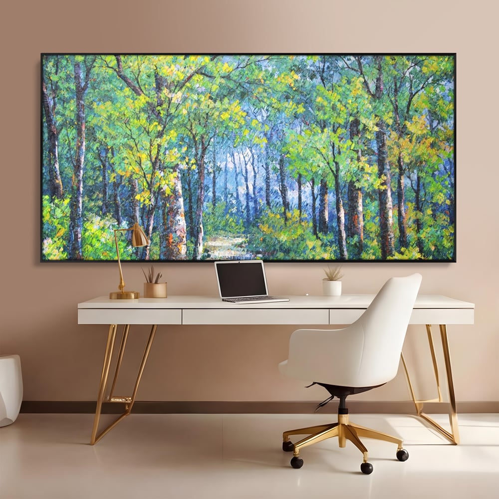 Tablou Canvas Premium LuxCanva® A1115, Linistea Padurii , Peisaj, Verde, Natura, Culori Vibrante