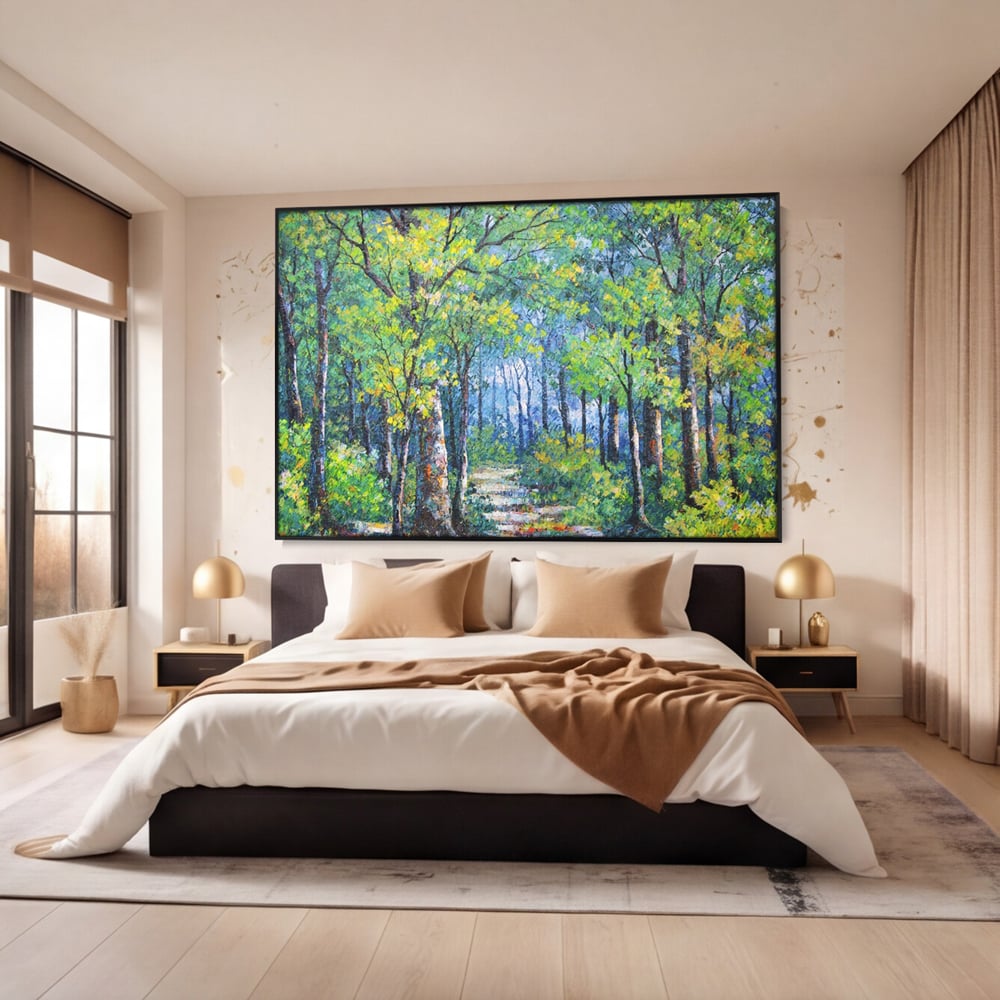 Tablou Canvas Premium LuxCanva® A1115, Linistea Padurii , Peisaj, Verde, Natura, Culori Vibrante