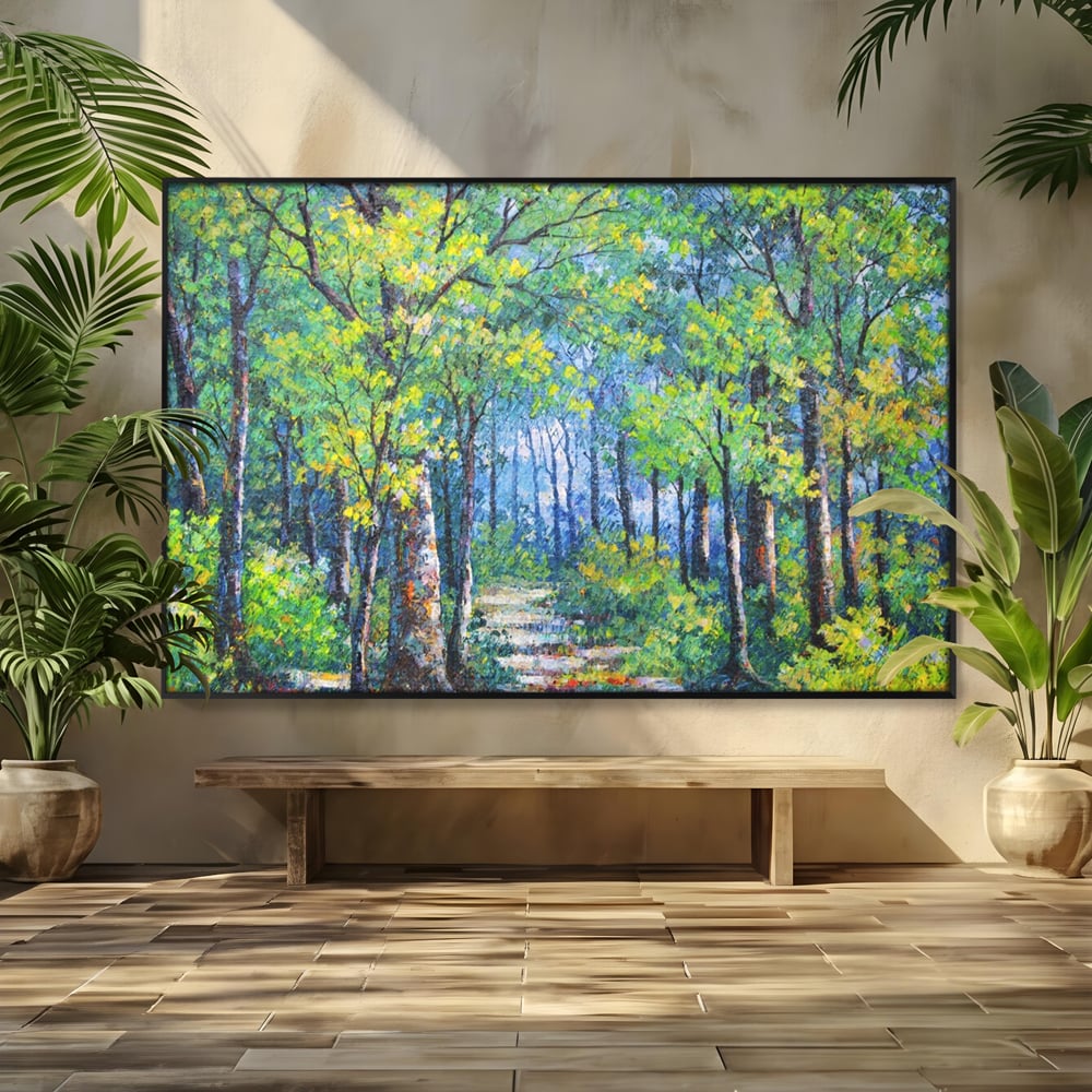 Tablou Canvas Premium LuxCanva® A1115, Linistea Padurii , Peisaj, Verde, Natura, Culori Vibrante