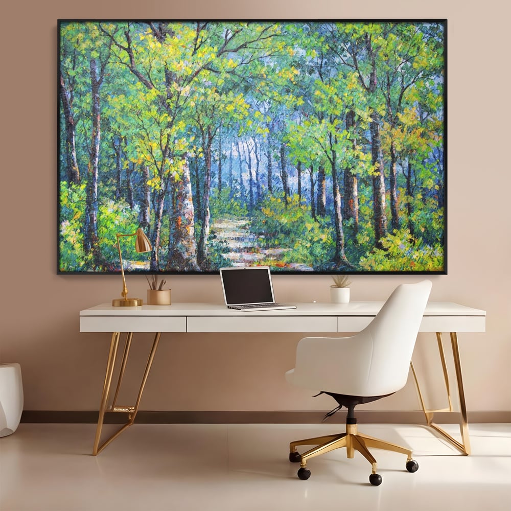 Tablou Canvas Premium LuxCanva® A1115, Linistea Padurii , Peisaj, Verde, Natura, Culori Vibrante