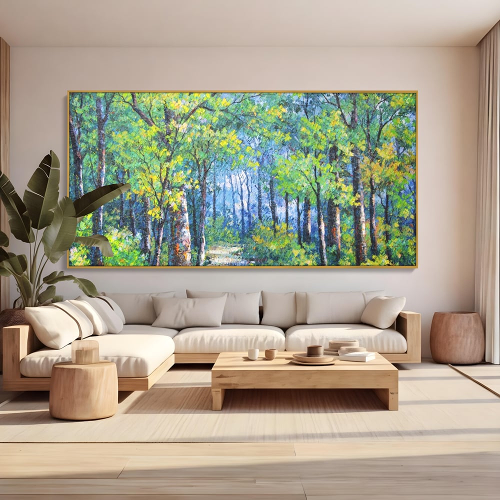 Tablou Canvas Premium LuxCanva® A1115, Linistea Padurii , Peisaj, Verde, Natura, Culori Vibrante