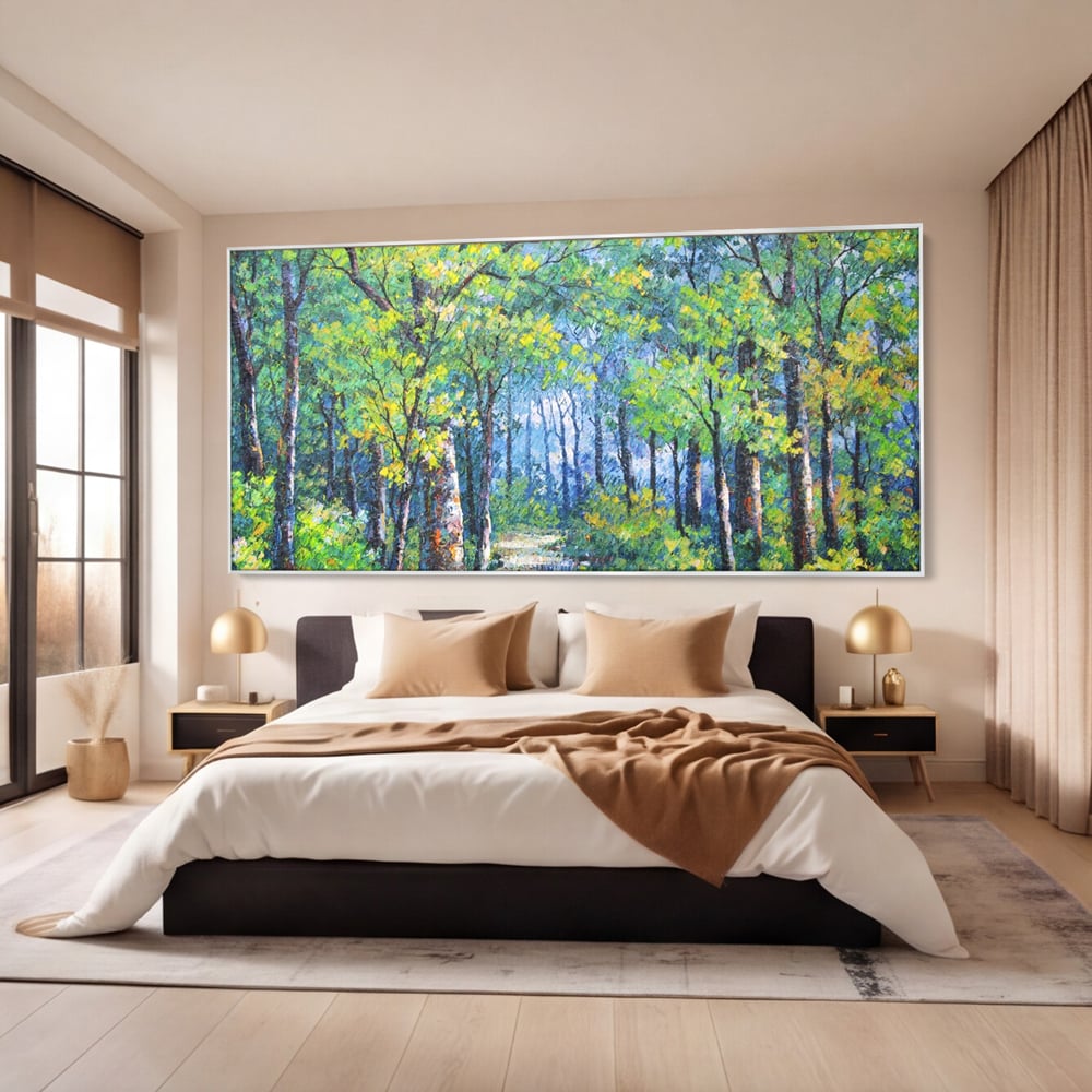 Tablou Canvas Premium LuxCanva® A1115, Linistea Padurii , Peisaj, Verde, Natura, Culori Vibrante