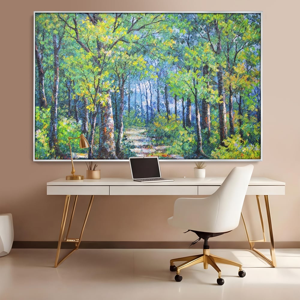 Tablou Canvas Premium LuxCanva® A1115, Linistea Padurii , Peisaj, Verde, Natura, Culori Vibrante