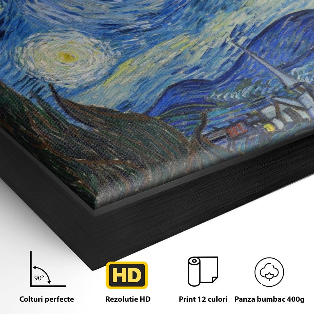 Tablou Canvas Premium LuxCanva® A1116, Noapte Instelata , Vincent van Gogh, Arta, Pictura, Culori Vibrante
