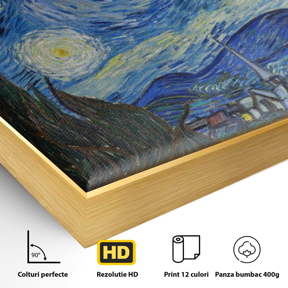 Tablou Canvas Premium LuxCanva® A1116, Noapte Instelata , Vincent van Gogh, Arta, Pictura, Culori Vibrante
