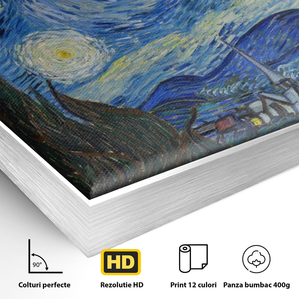Tablou Canvas Premium LuxCanva® A1116, Noapte Instelata , Vincent van Gogh, Arta, Pictura, Culori Vibrante