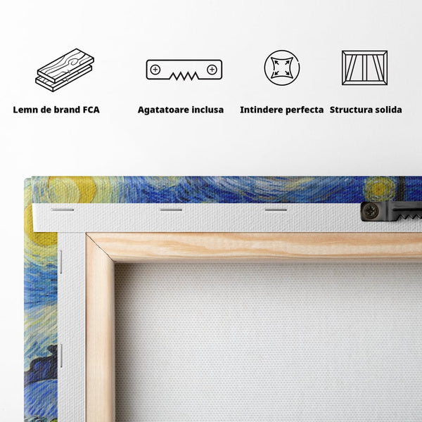 Tablou Canvas Premium LuxCanva® A1116, Noapte Instelata , Vincent van Gogh, Arta, Pictura, Culori Vibrante