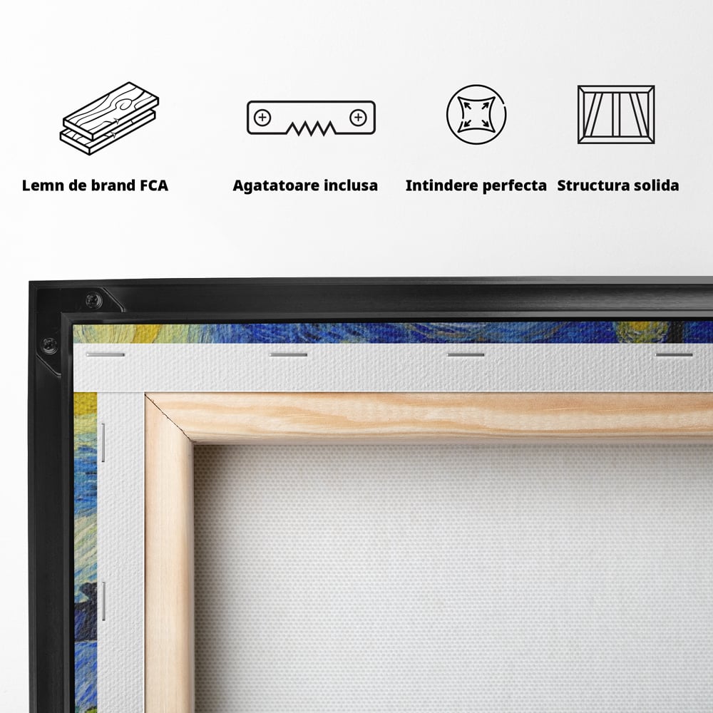 Tablou Canvas Premium LuxCanva® A1116, Noapte Instelata , Vincent van Gogh, Arta, Pictura, Culori Vibrante
