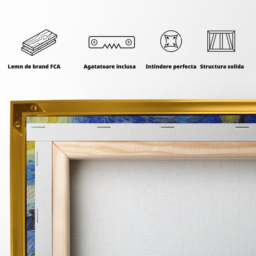 Tablou Canvas Premium LuxCanva® A1116, Noapte Instelata , Vincent van Gogh, Arta, Pictura, Culori Vibrante