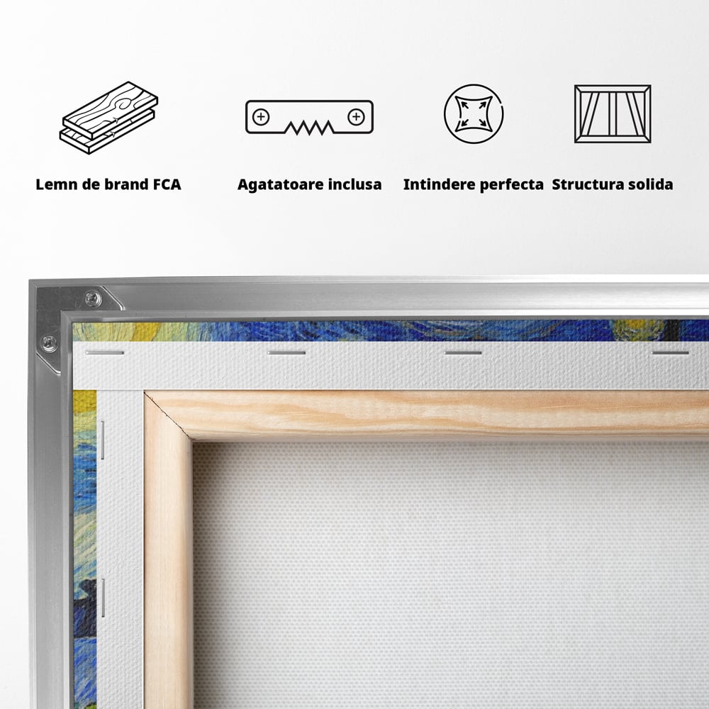 Tablou Canvas Premium LuxCanva® A1116, Noapte Instelata , Vincent van Gogh, Arta, Pictura, Culori Vibrante