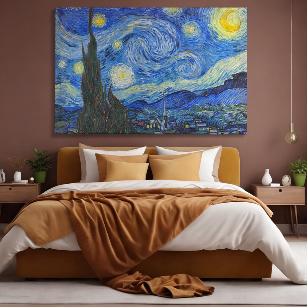 Tablou Canvas Premium LuxCanva® A1116, Noapte Instelata , Vincent van Gogh, Arta, Pictura, Culori Vibrante
