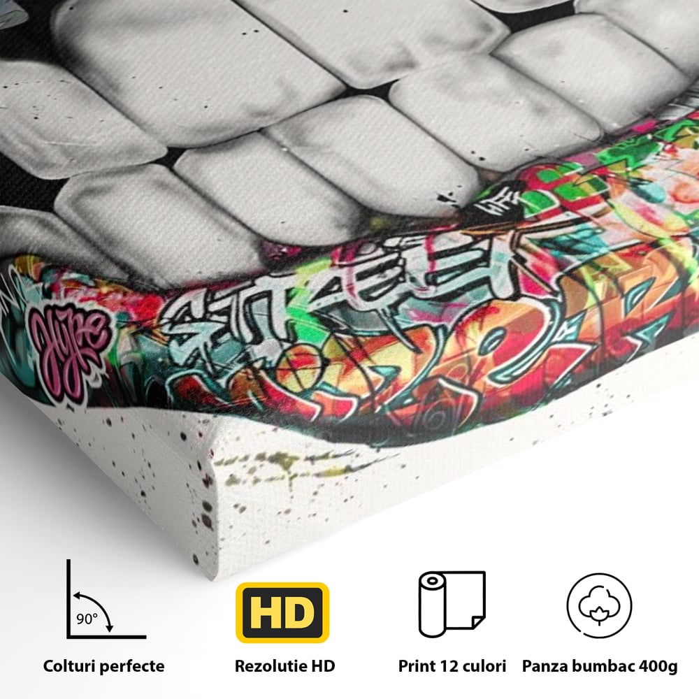 Tablou Canvas Premium LuxCanva® A1120, Lips Graffiti , Street Art, Buze, Colorat, Abstract, Culori Vibrante