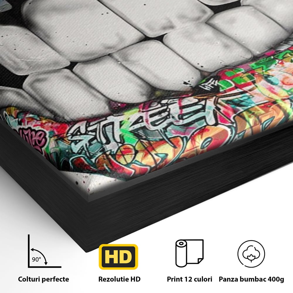 Tablou Canvas Premium LuxCanva® A1120, Lips Graffiti , Street Art, Buze, Colorat, Abstract, Culori Vibrante