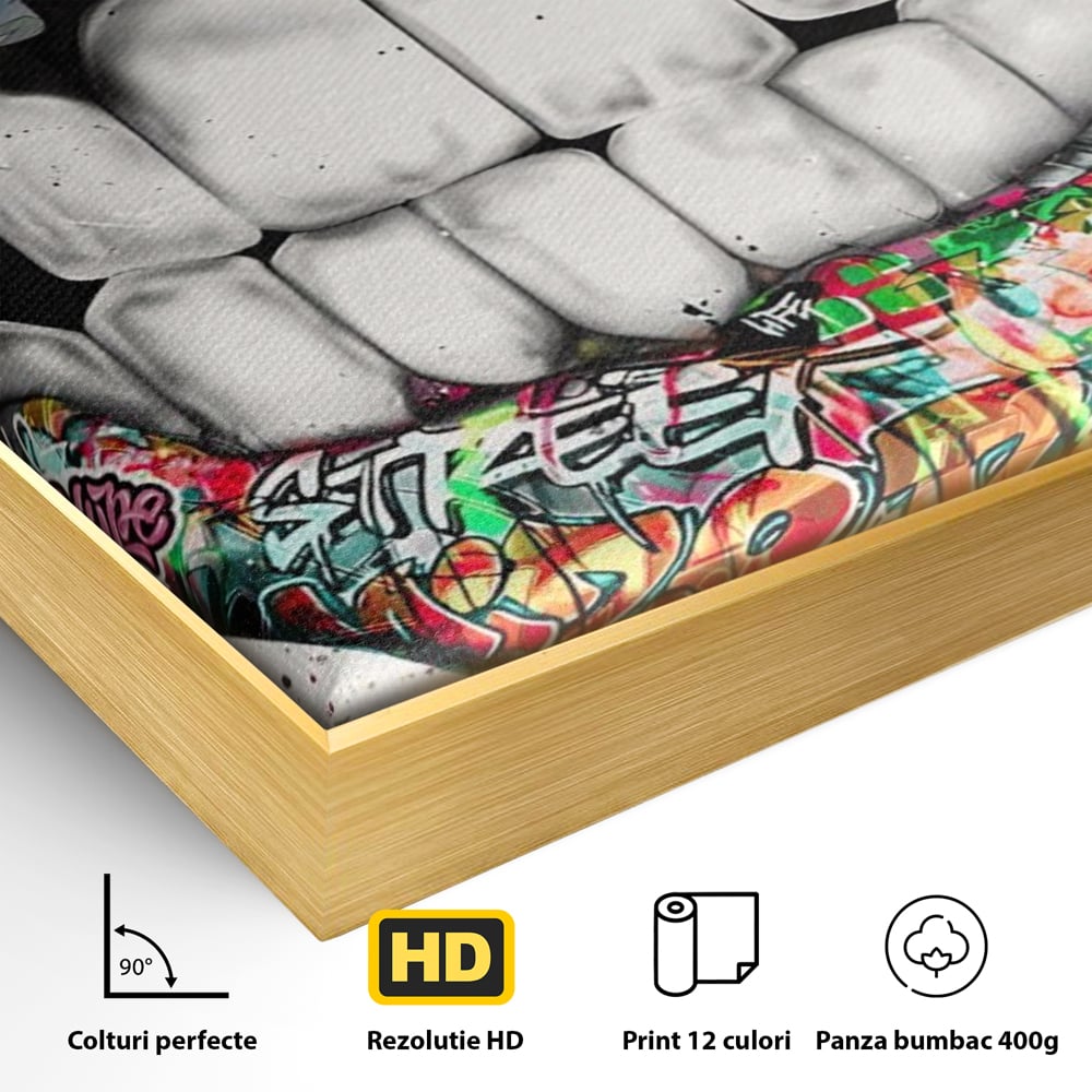 Tablou Canvas Premium LuxCanva® A1120, Lips Graffiti , Street Art, Buze, Colorat, Abstract, Culori Vibrante